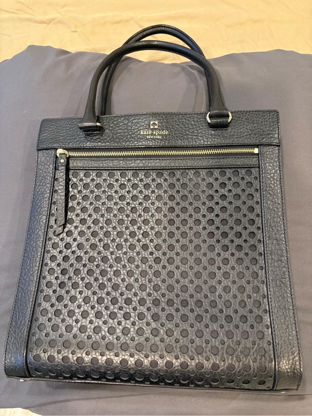 kate spade Black Perforated Leather Tote